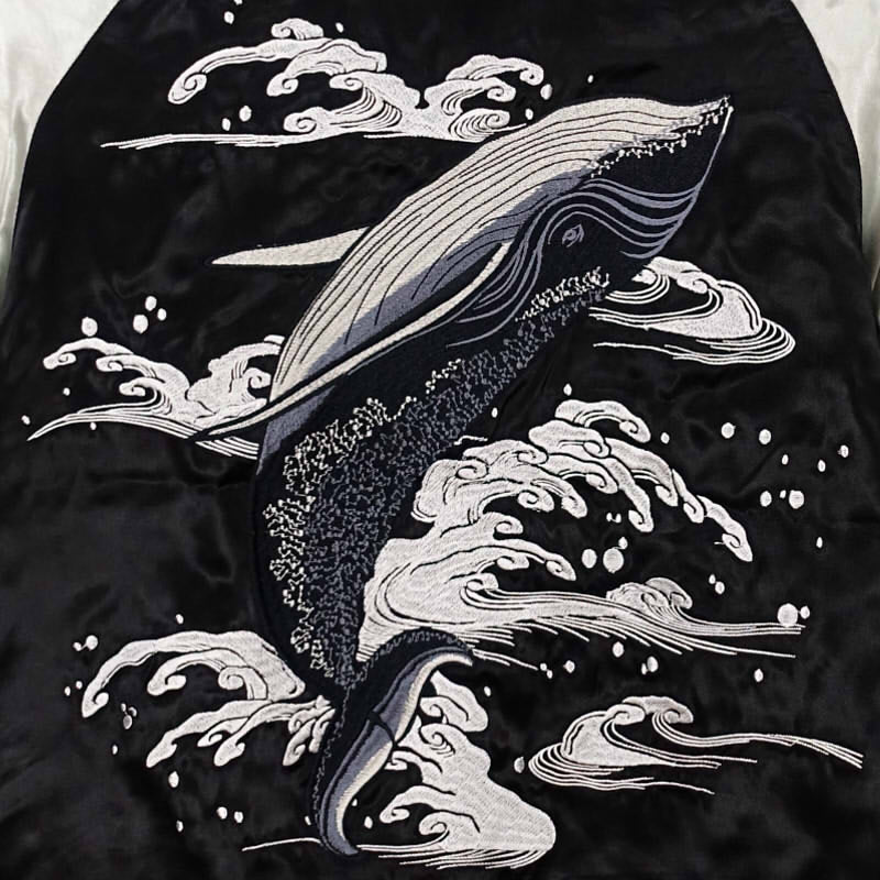 JSKJ-505 波と鯨刺繍スカジャン