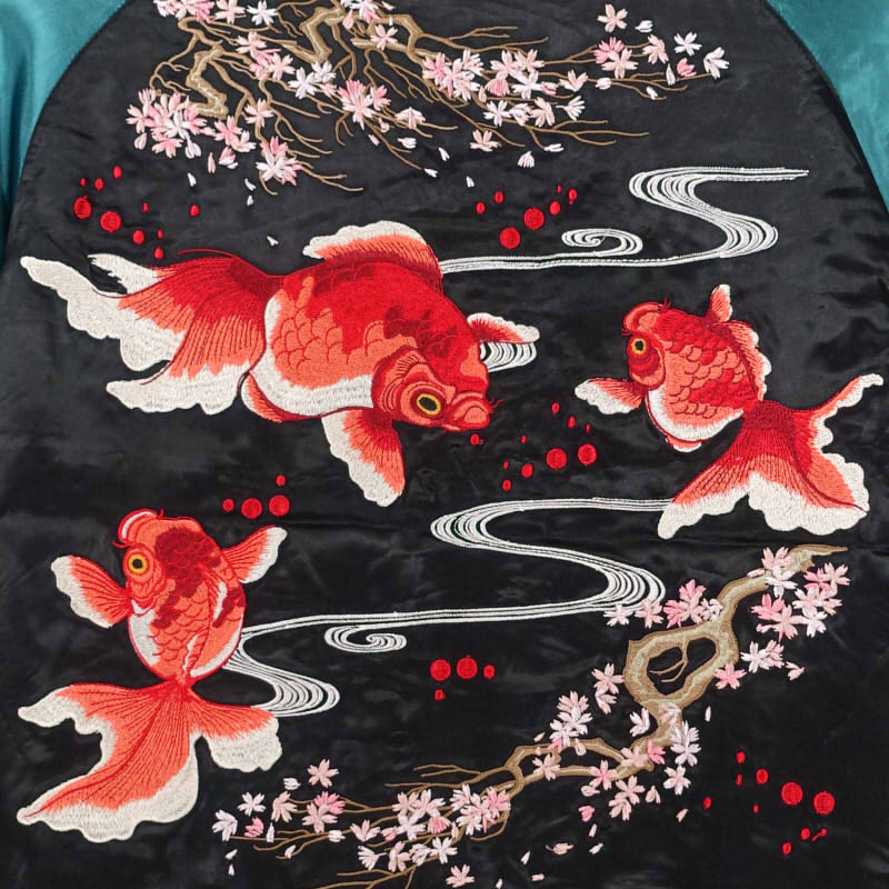 JSKJ-518 桜金魚刺繍リバーシブルスカジャン