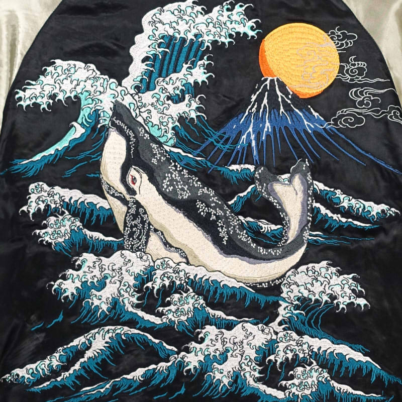 JSKJ-519 波に鯨刺繍リバーシブルスカジャン