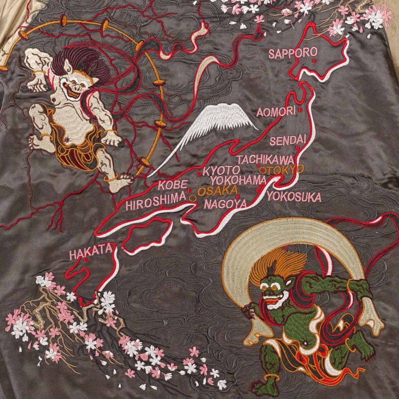 JSKJ-519 波に鯨刺繍リバーシブルスカジャン