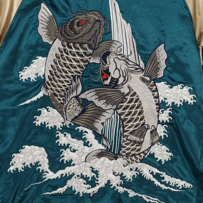 JSKJ-521 波に見返り虎刺繍リバーシブルスカジャン