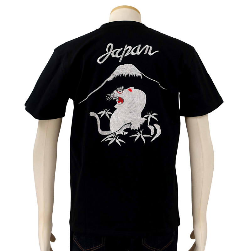 JST-402 白竜と白虎刺繍半袖Tシャツ