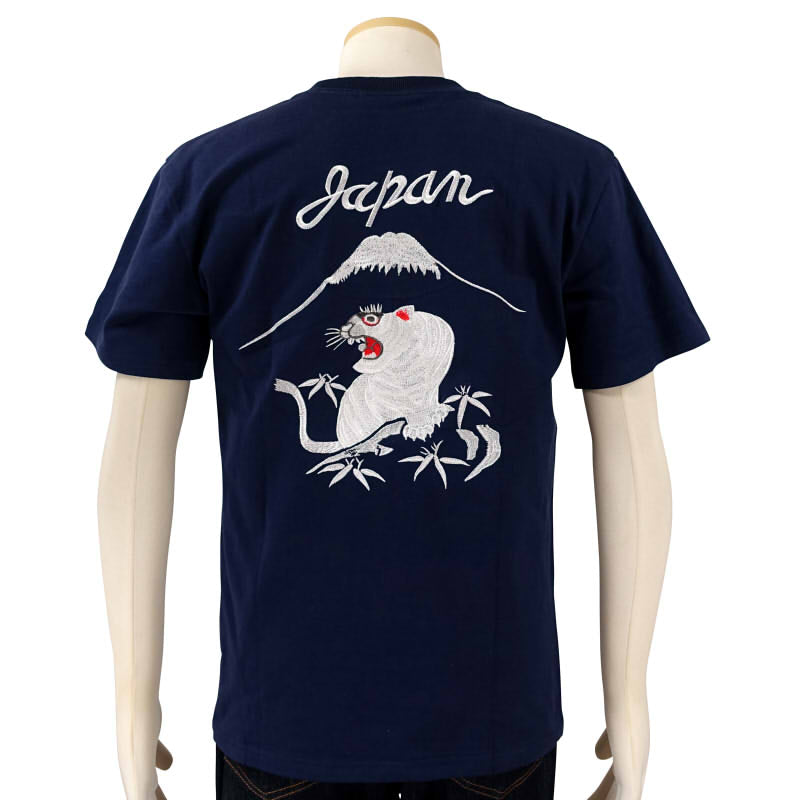 JST-402 白竜と白虎刺繍半袖Tシャツ