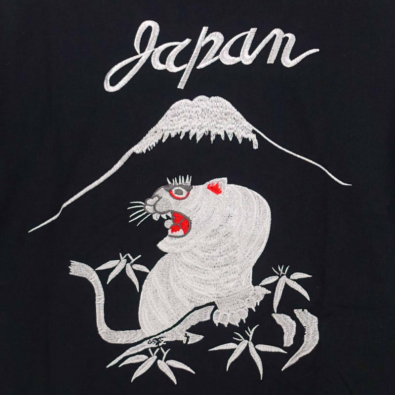 JST-402 白竜と白虎刺繍半袖Tシャツ