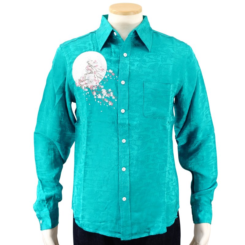 LS-002 月に白虎刺繍ジャガードシャツ