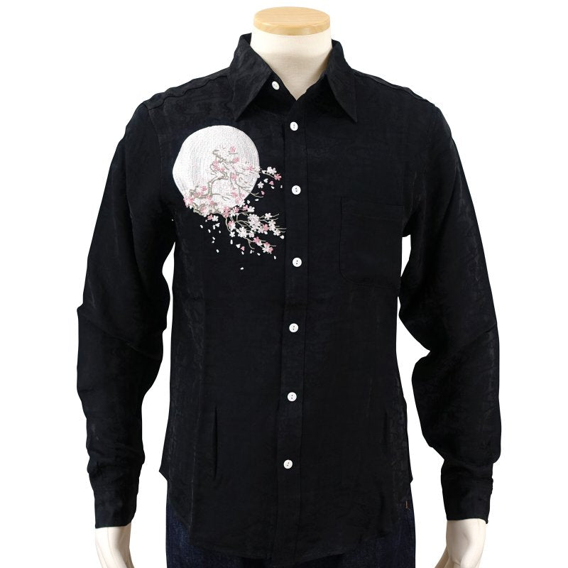 LS-002 月に白虎刺繍ジャガードシャツ