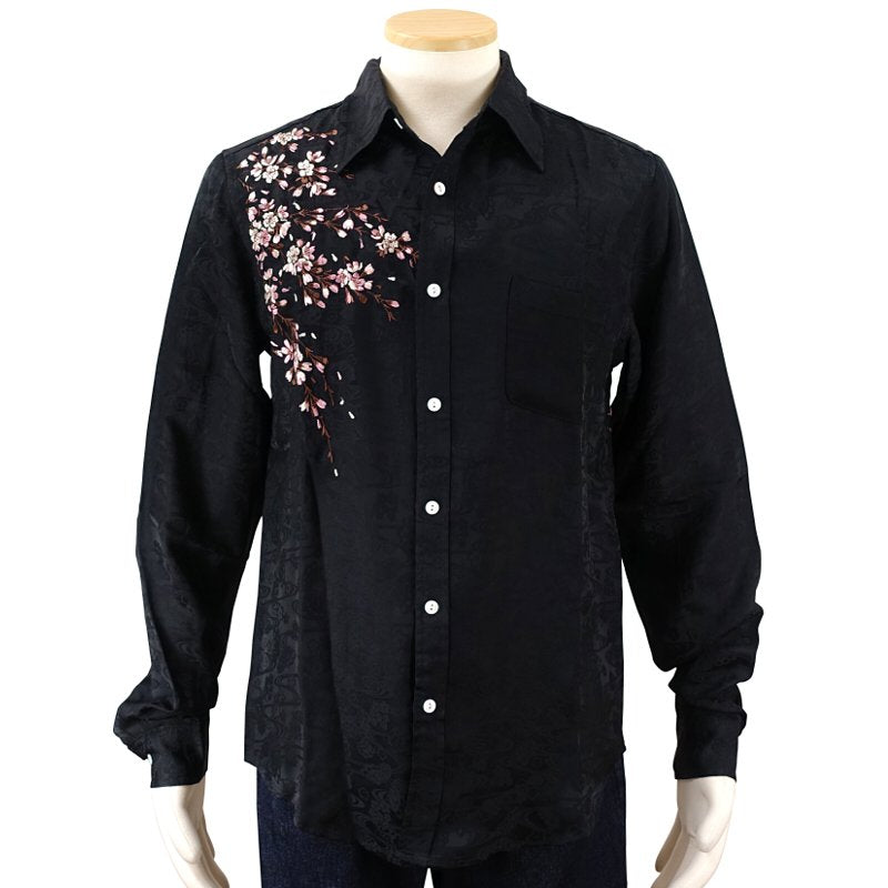 LS-003 桜刺繍刺繍ジャガードシャツ