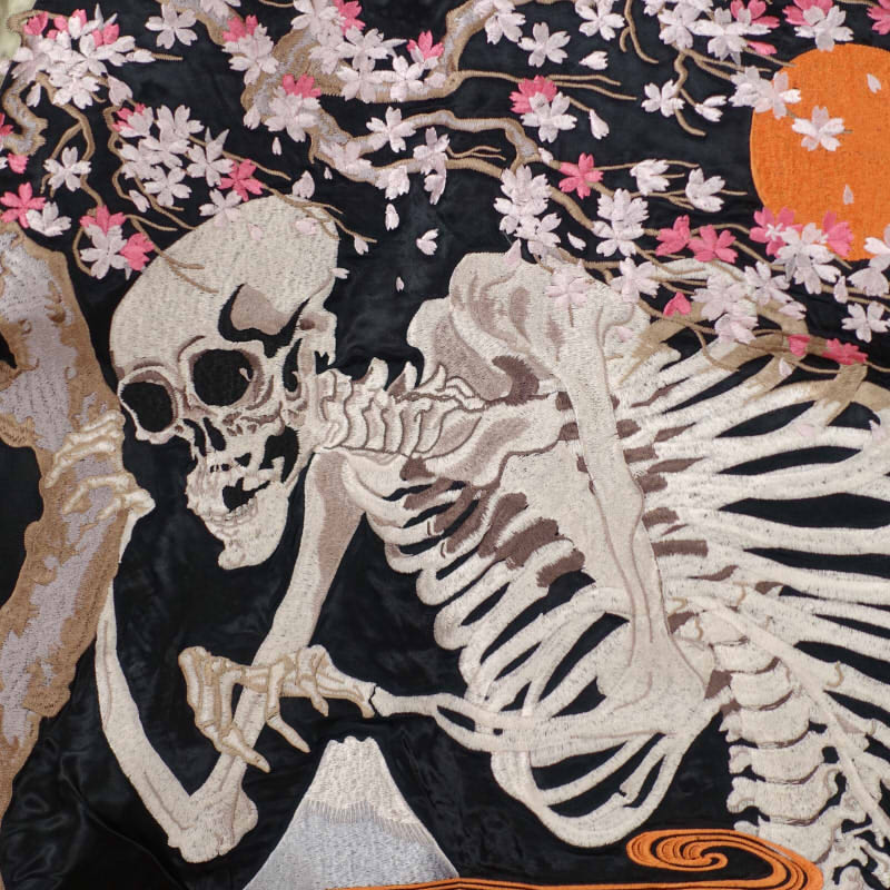 SKJ-014 桜ガシャ髑髏刺繍スカジャン