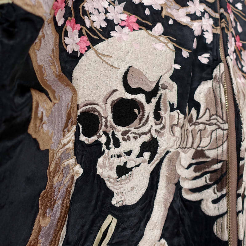 SKJ-014 桜ガシャ髑髏刺繍スカジャン