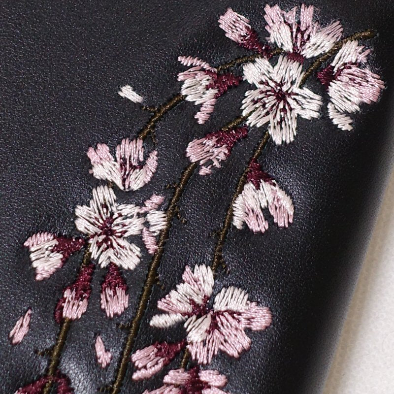 SLWL-502 桜と金魚刺繍レザーウォレット