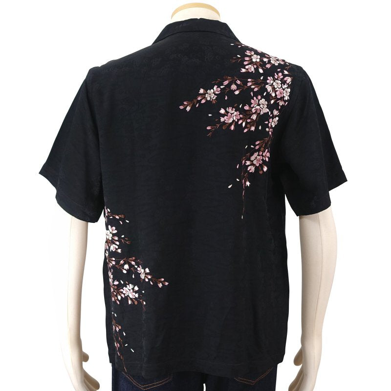 SS-001 桜と金魚刺繍ジャガードシャツ