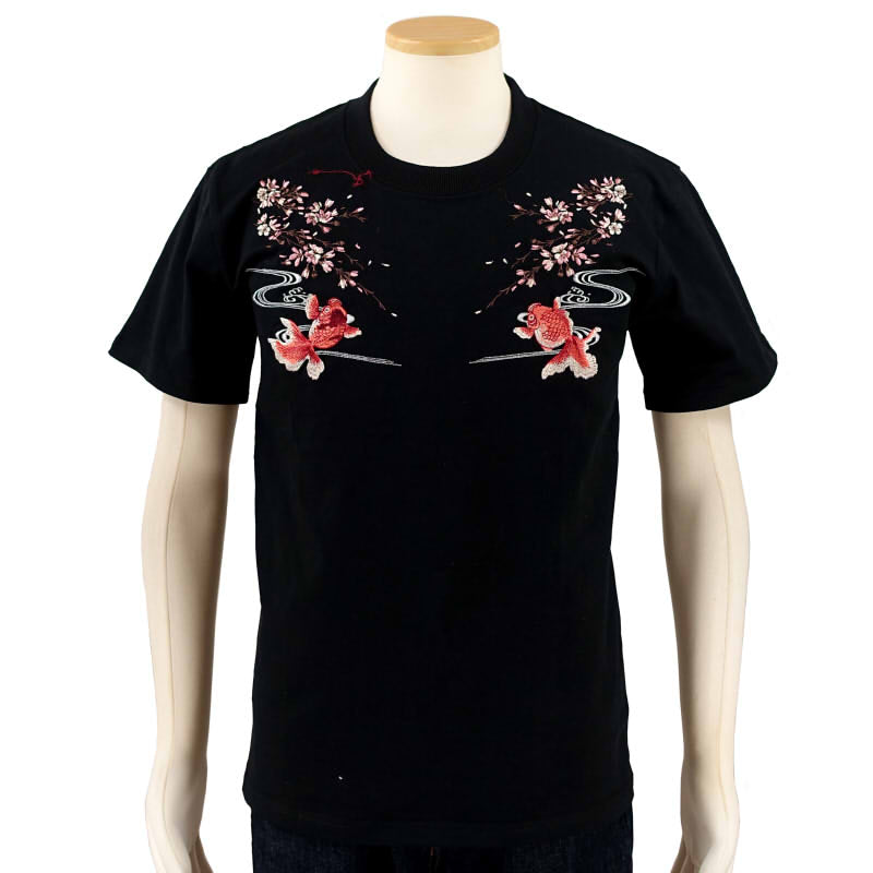 JST-401 日本地図に龍虎刺繍半袖Tシャツ