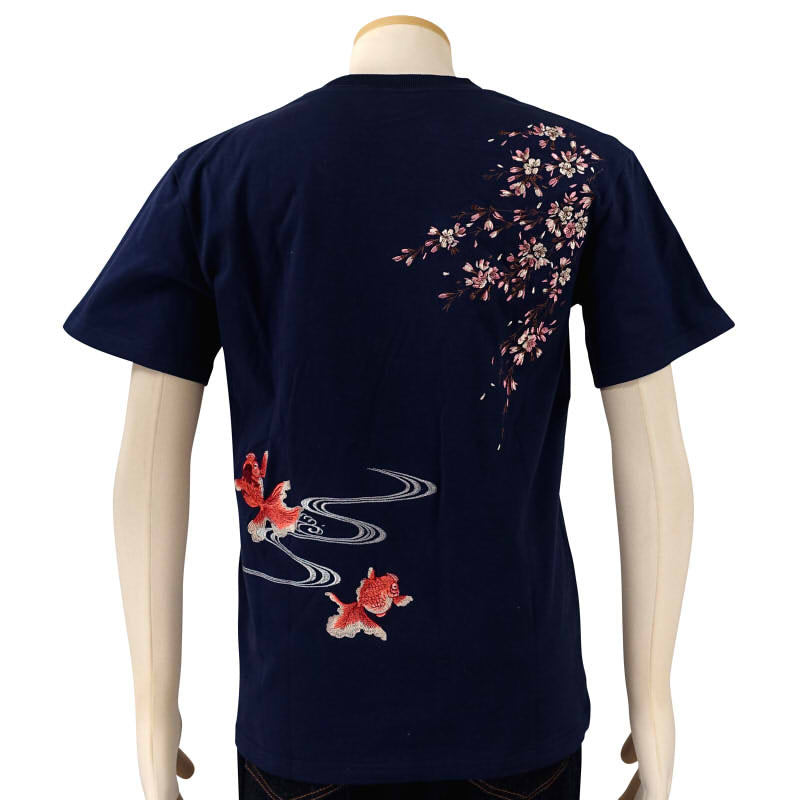 JST-401 日本地図に龍虎刺繍半袖Tシャツ